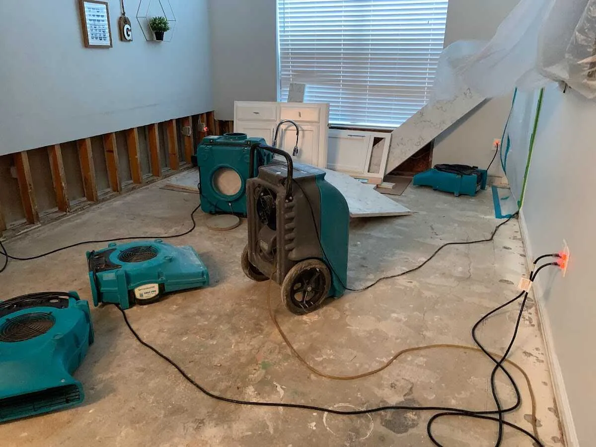 Dehumidifier in flood-cut room for Water Damage Restoration in American Canyon